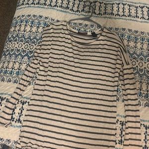 Long sleeve tan and dark gray striped shirt BKE